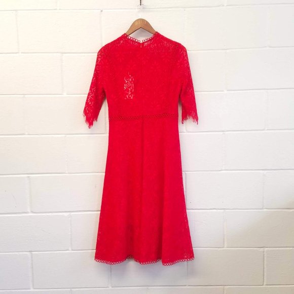 Red Lace Dress, Below the Knee METISU M NWT - Picture 10 of 11